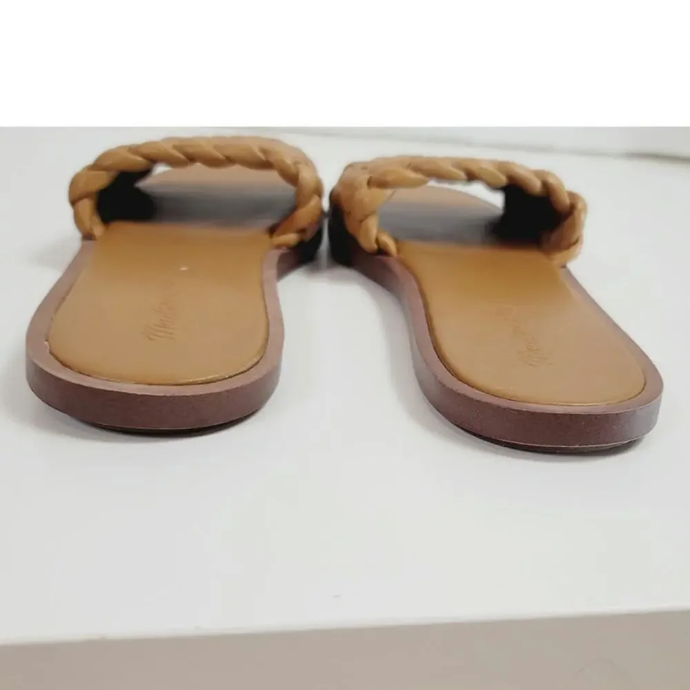 MADEWELL The Suzi Slide Sandal in Woven Leather in Toffee, sz 9.5